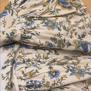 Custom Made Full/Double Floral Print Bedskirt with Blue and Yellow Accents.